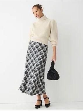 J. Crew Black and White Plaid Maxi Skirt